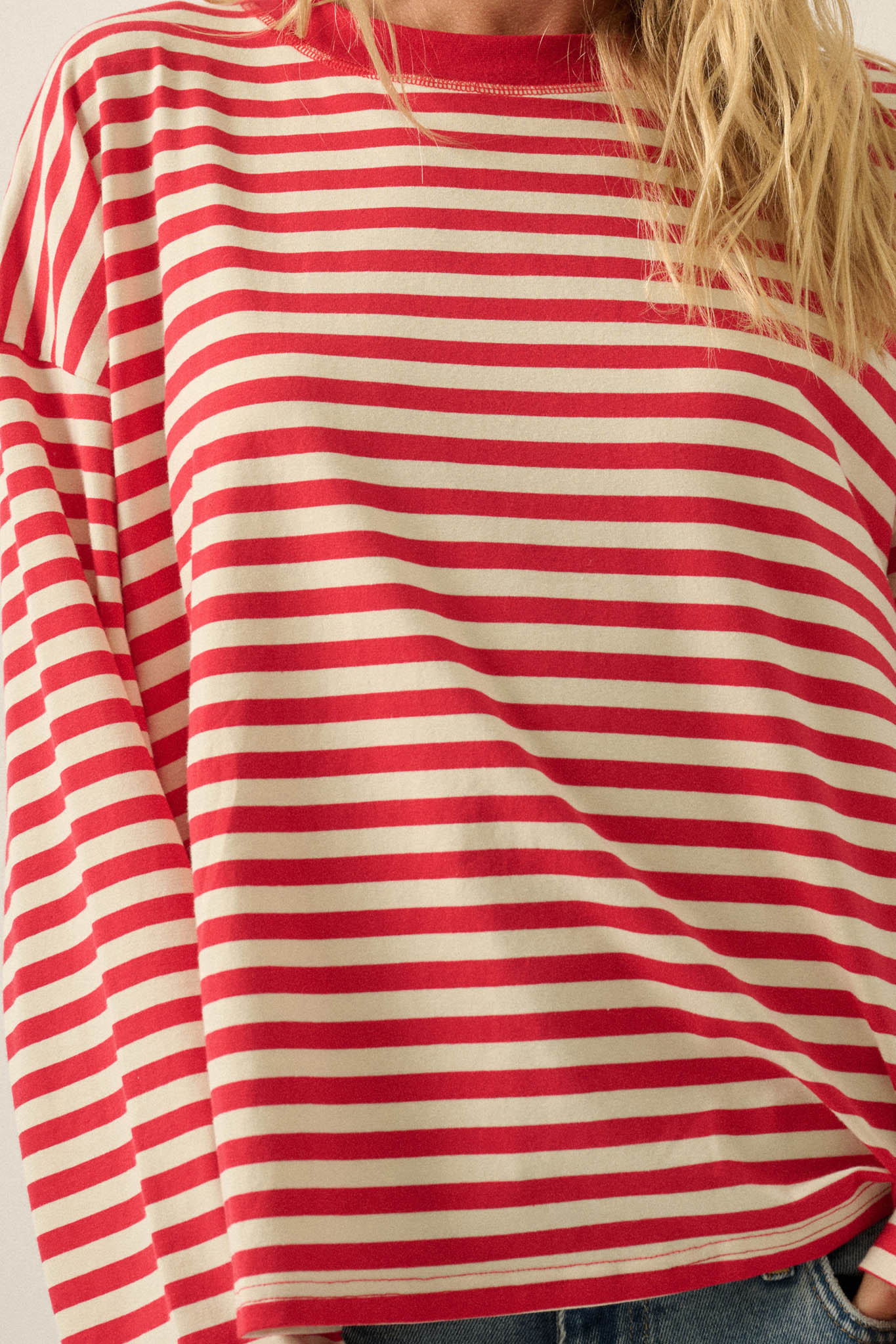 Stripe It Rich Crewneck Striped Cotton Loose-Fit Top - ShopPromesa