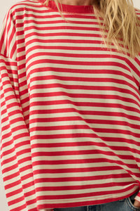 Stripe It Rich Crewneck Striped Cotton Loose-Fit Top - ShopPromesa