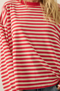 Stripe It Rich Crewneck Striped Cotton Loose-Fit Top - ShopPromesa