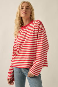 Stripe It Rich Crewneck Striped Cotton Loose-Fit Top - ShopPromesa