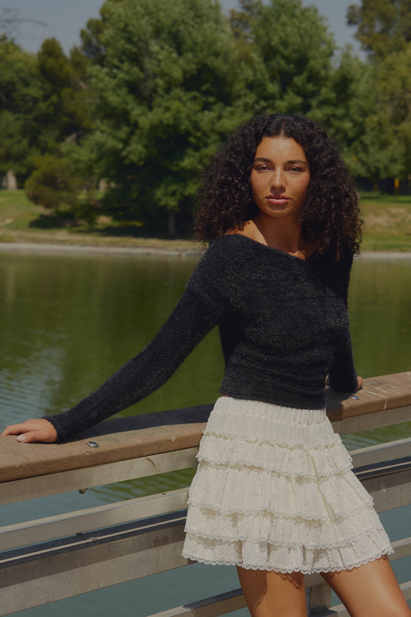 Perfectly Plush Fuzzy Knit Off-Shoulder Crossover Top - ShopPromesa