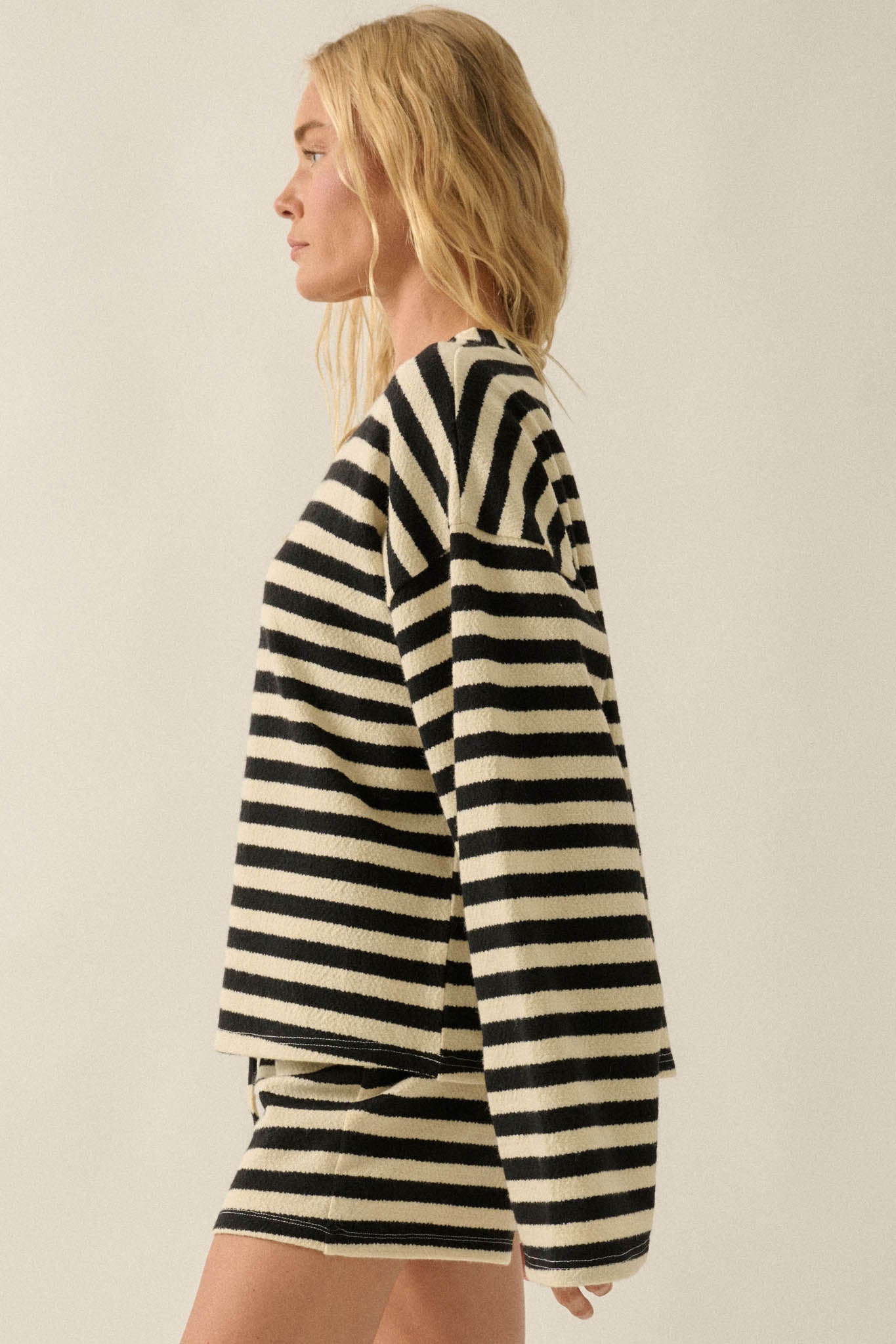 Raise the Bar Striped Knit Wide-Sleeve Sweater - ShopPromesa
