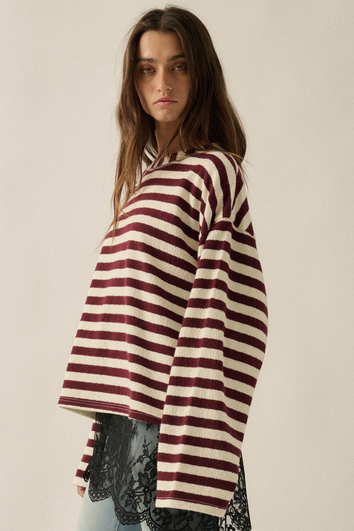 Raise the Bar Striped Knit Wide-Sleeve Sweater - ShopPromesa