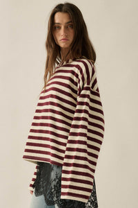 Raise the Bar Striped Knit Wide-Sleeve Sweater - ShopPromesa