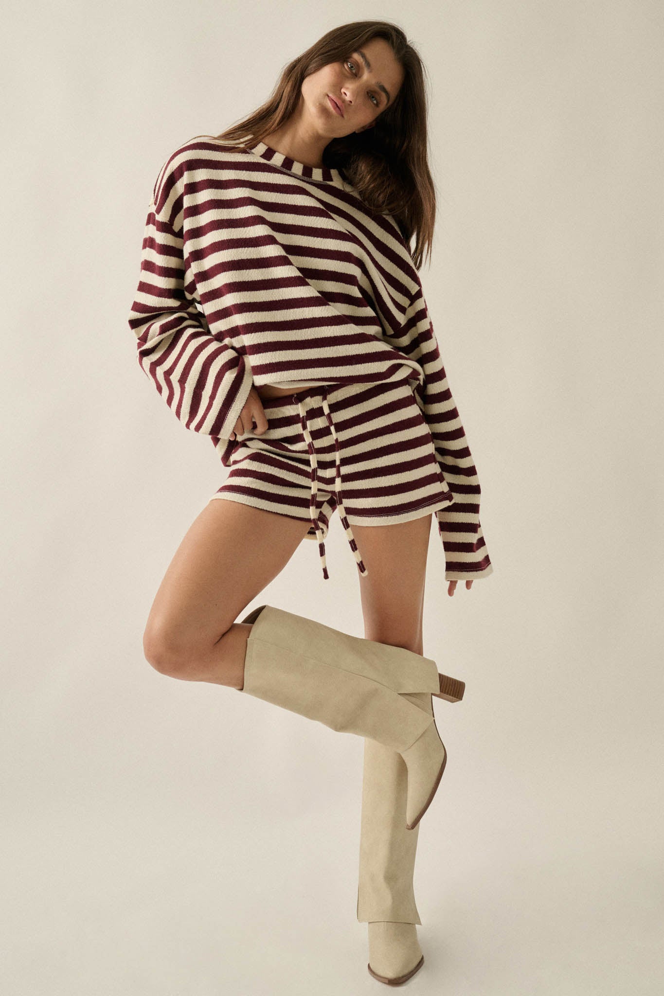 Raise the Bar Striped Knit Wide-Sleeve Sweater - ShopPromesa