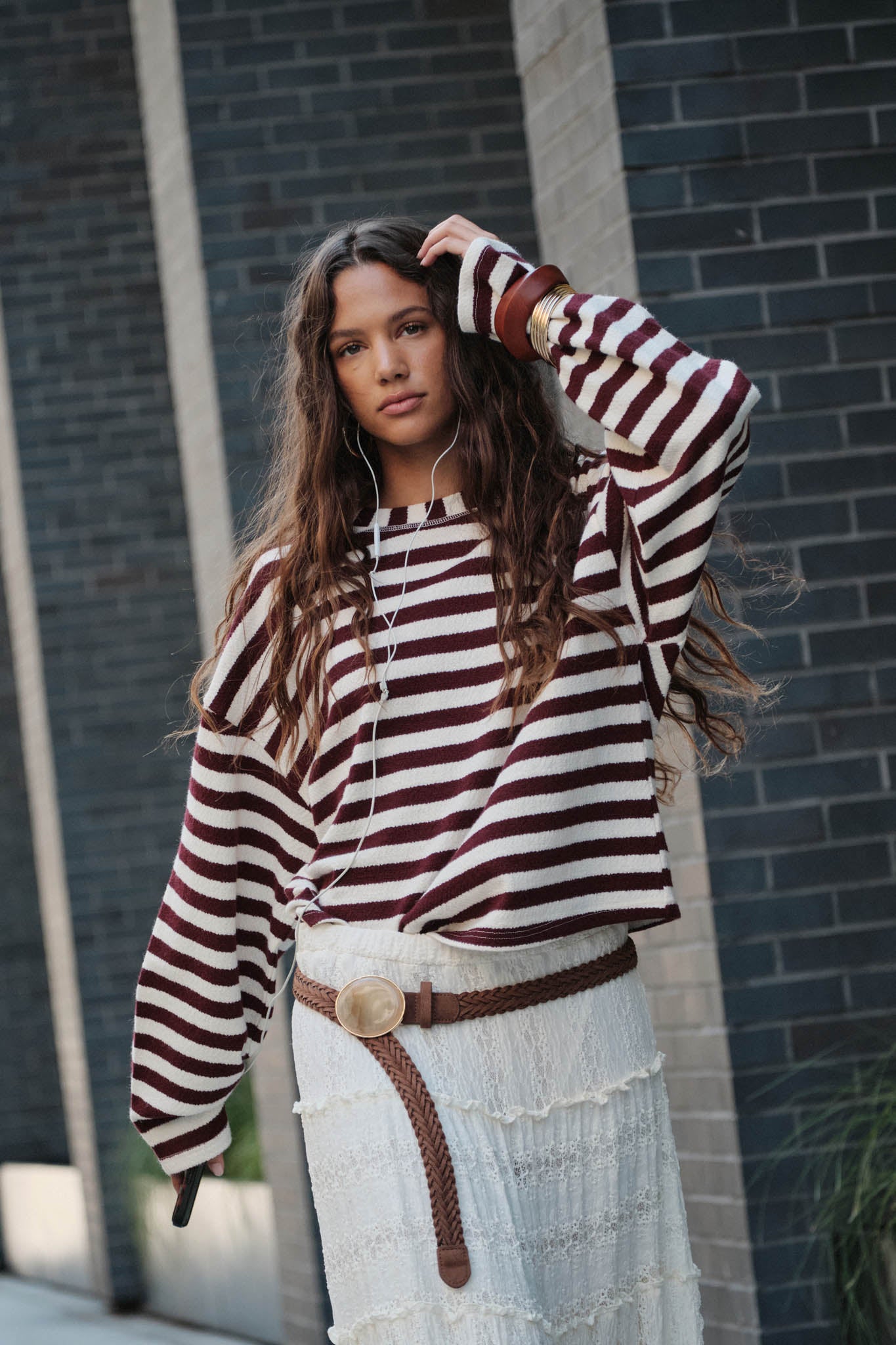 Raise the Bar Striped Knit Wide-Sleeve Sweater - ShopPromesa