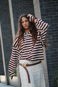 Raise the Bar Striped Knit Wide-Sleeve Sweater - ShopPromesa