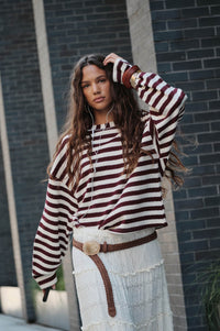 Raise the Bar Striped Knit Wide-Sleeve Sweater - ShopPromesa