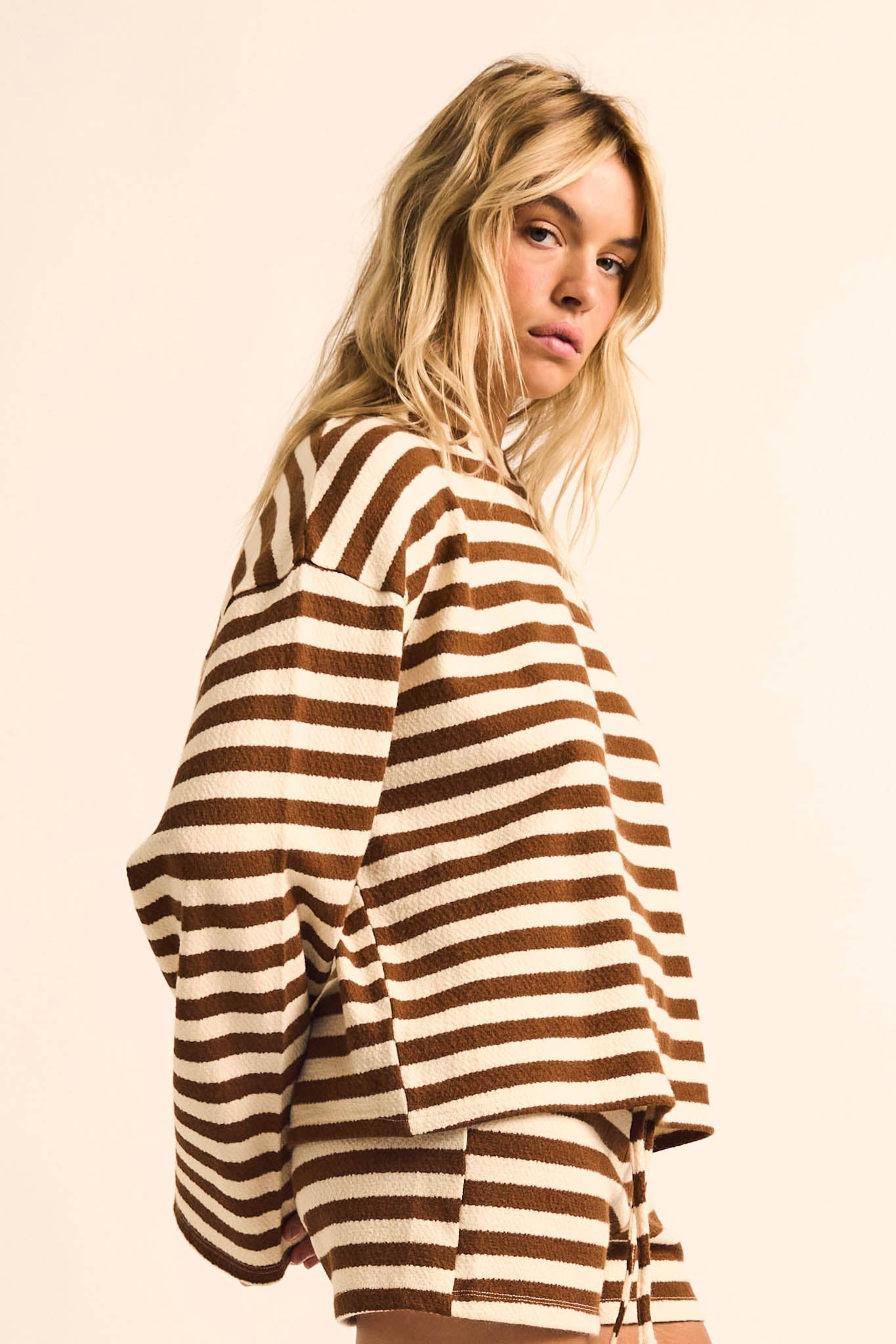 Raise the Bar Striped Knit Wide-Sleeve Sweater - ShopPromesa