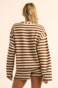 Raise the Bar Striped Knit Wide-Sleeve Sweater - ShopPromesa