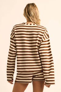 Raise the Bar Striped Knit Wide-Sleeve Sweater - ShopPromesa