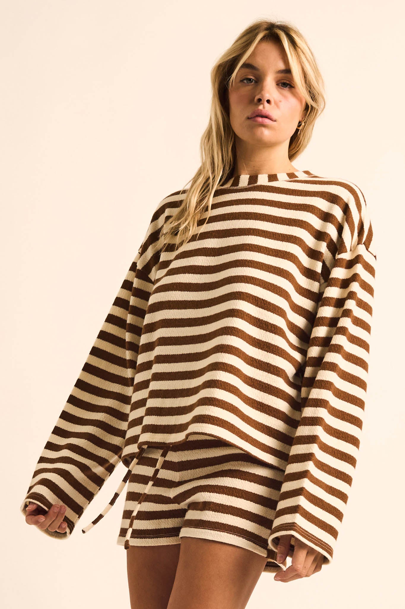 Raise the Bar Striped Knit Wide-Sleeve Sweater - ShopPromesa