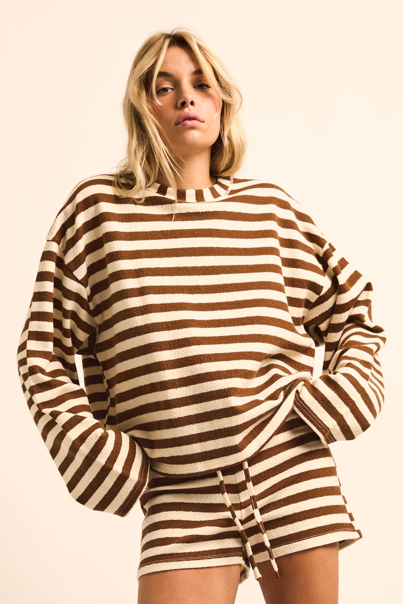 Raise the Bar Striped Knit Wide-Sleeve Sweater - ShopPromesa