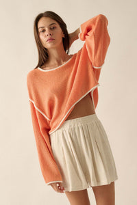 Cuddle Party Cropped Exposed-Seam Sweater - ShopPromesa