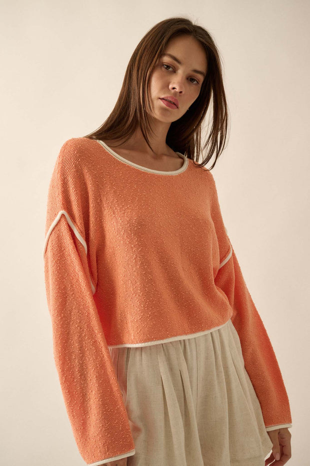 Cuddle Party Cropped Exposed-Seam Sweater