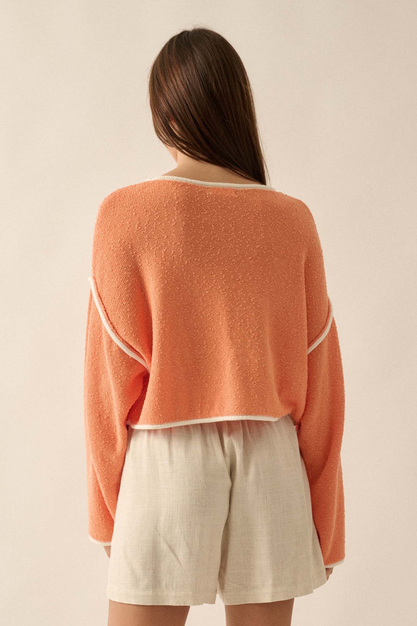 Cuddle Party Cropped Exposed-Seam Sweater - ShopPromesa