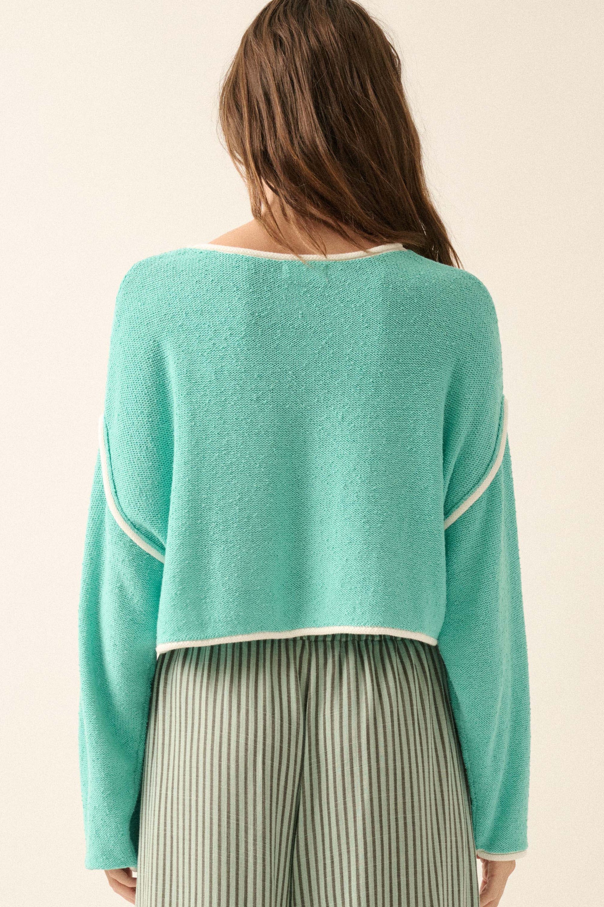 Cuddle Party Cropped Exposed-Seam Sweater