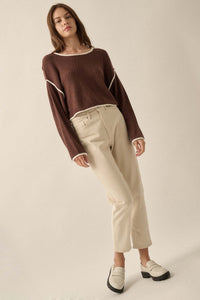 Cuddle Party Cropped Exposed-Seam Sweater - ShopPromesa