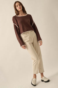 Cuddle Party Cropped Exposed-Seam Sweater - ShopPromesa