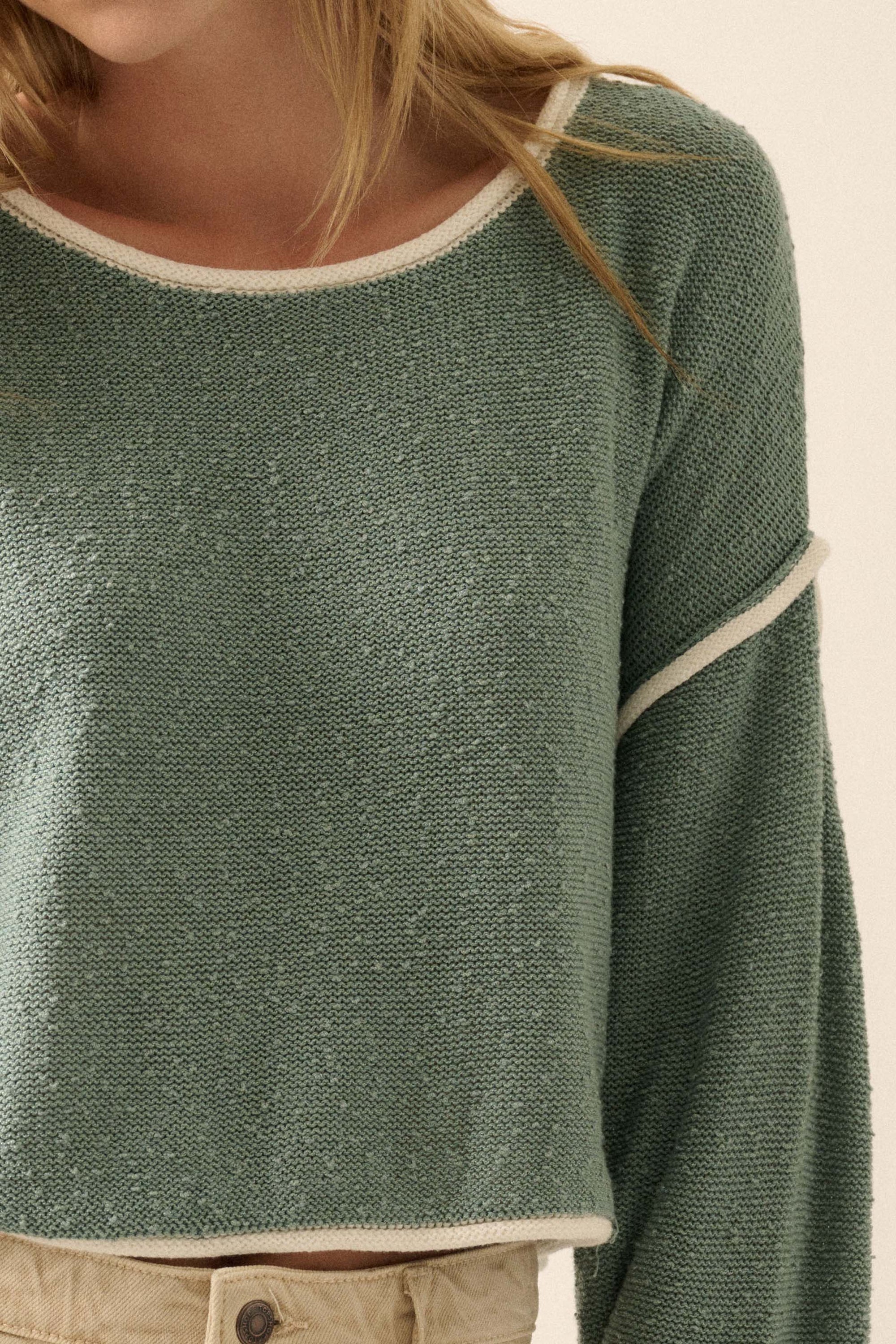 Cuddle Party Cropped Exposed-Seam Sweater