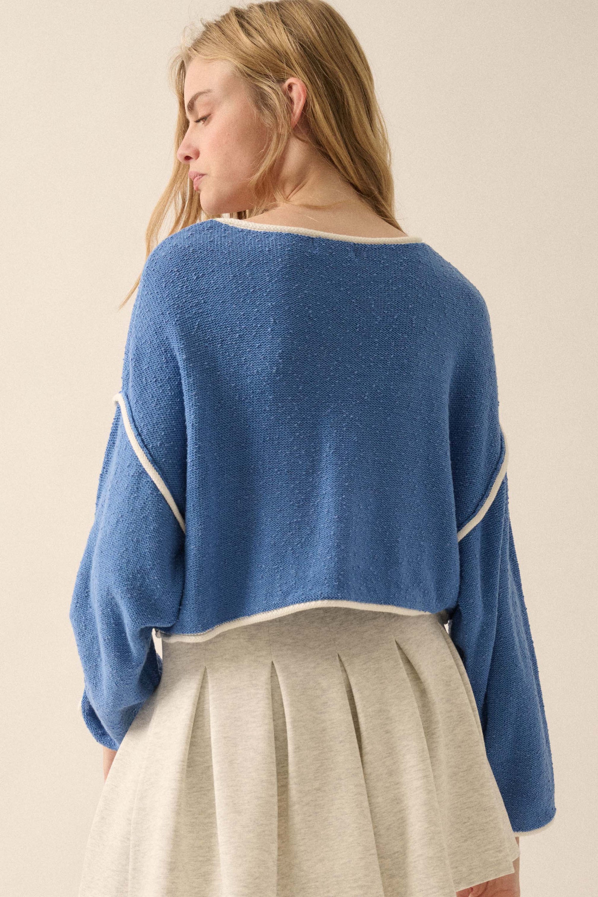 Cuddle Party Cropped Exposed-Seam Sweater