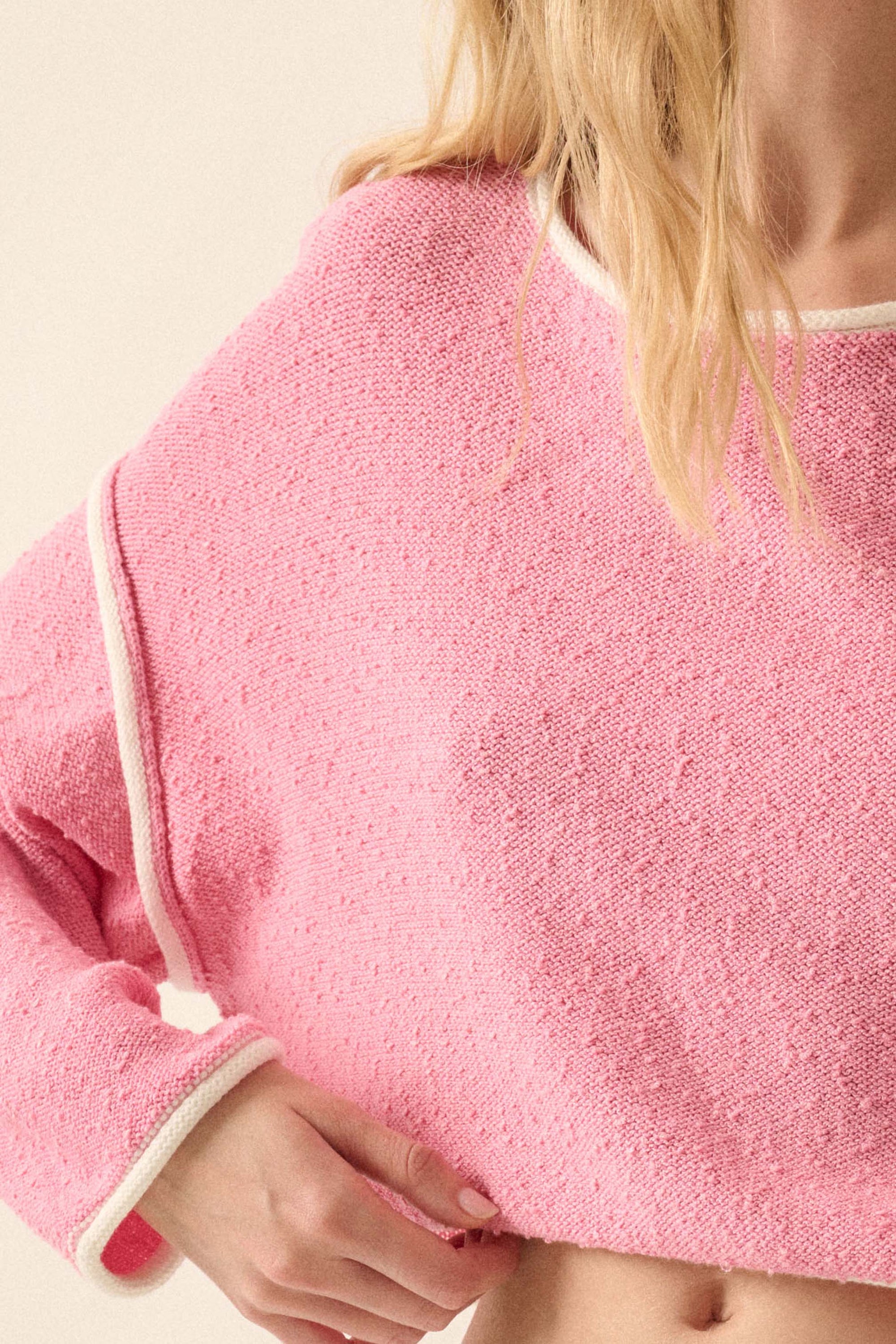 Cuddle Party Cropped Exposed-Seam Sweater