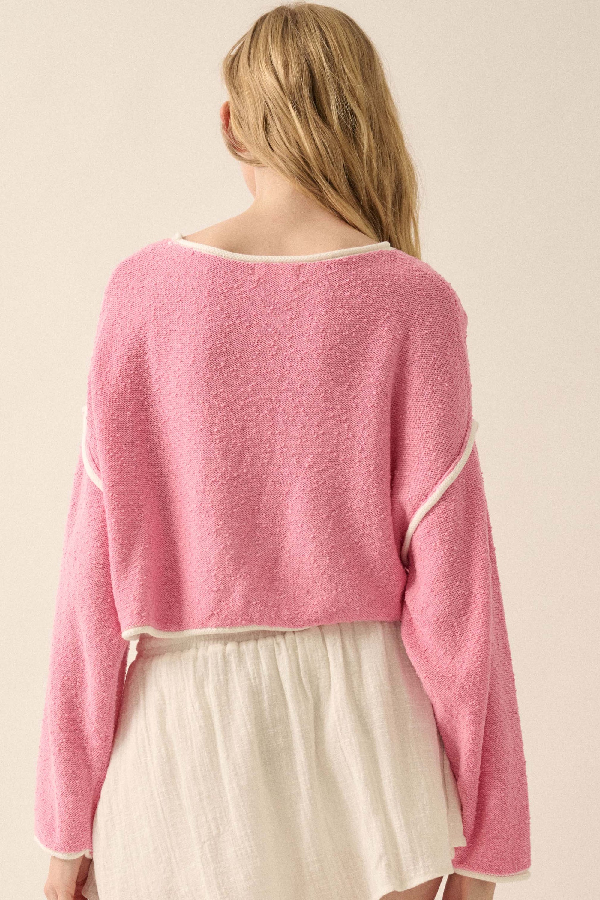 Cuddle Party Cropped Exposed-Seam Sweater