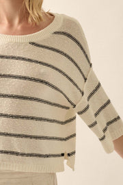 Read My Mind Striped Three-Quarter Sleeve Sweater