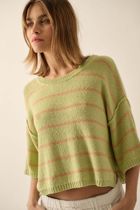 Read My Mind Striped Three-Quarter Sleeve Sweater - ShopPromesa