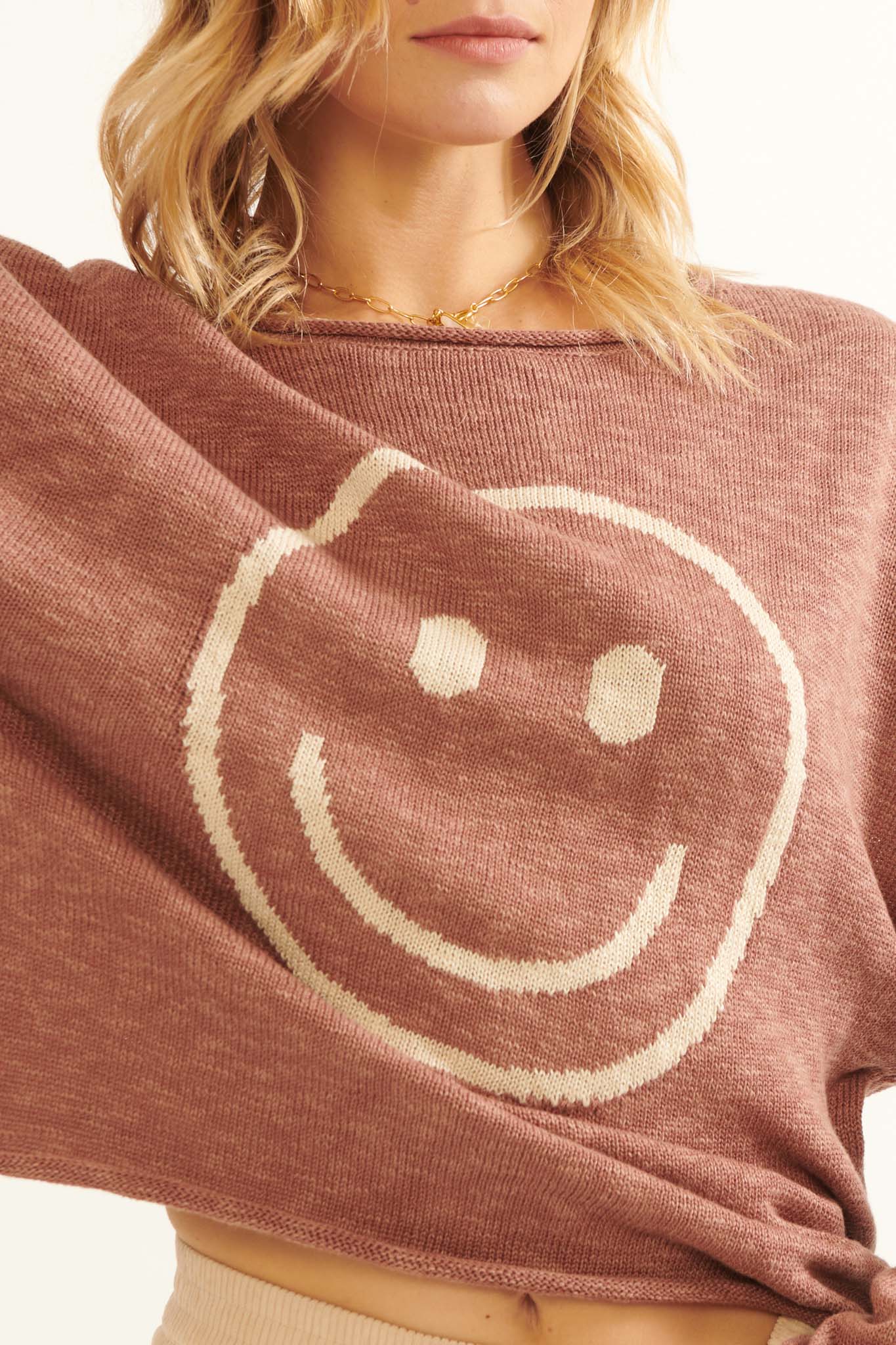 Smile a While Smiley Face Graphic Sweater