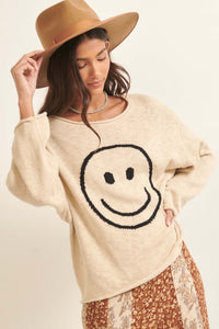 Smile a While Smiley Face Graphic Sweater - ShopPromesa