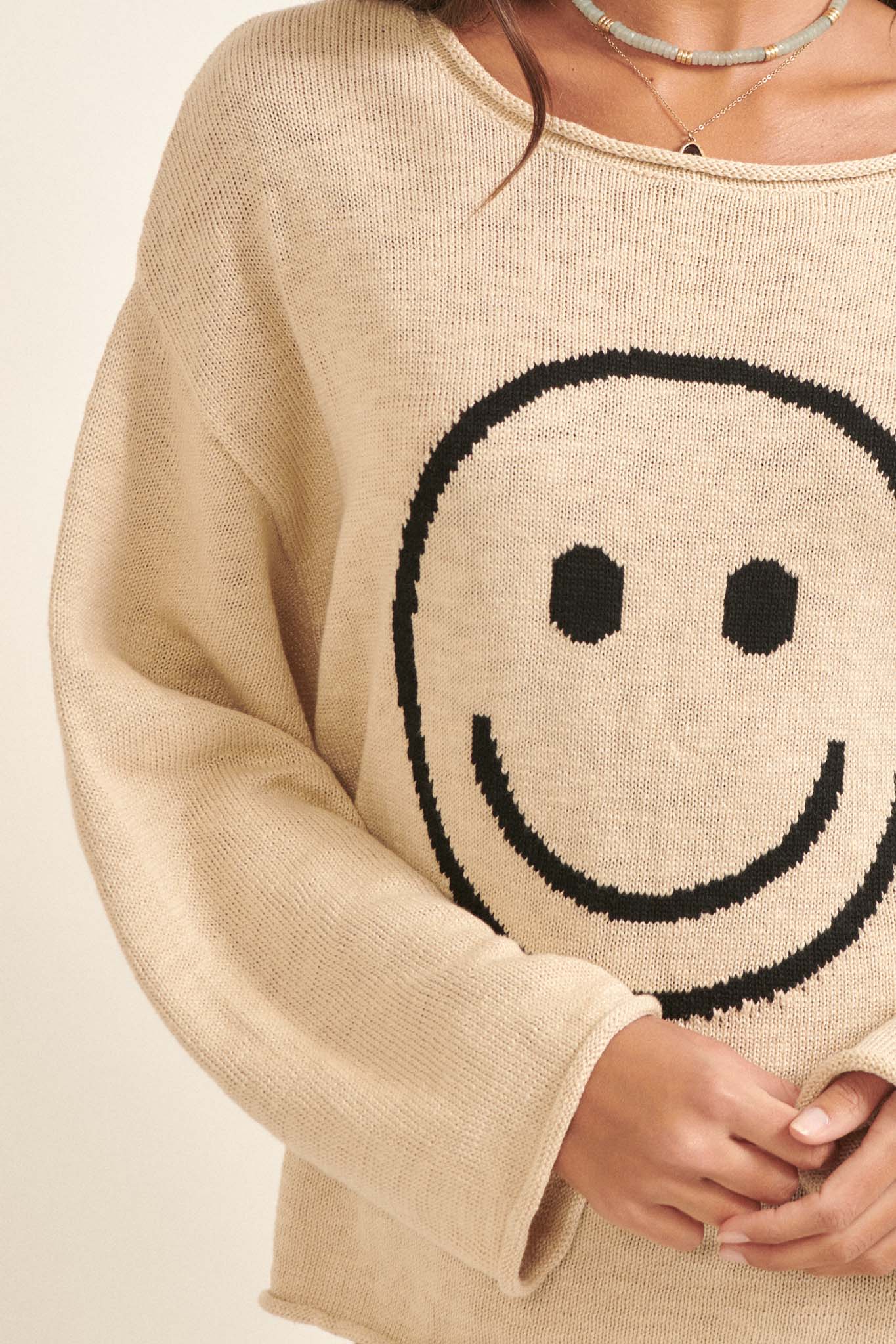 Smile a While Smiley Face Graphic Sweater - ShopPromesa