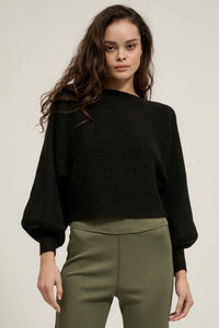 Fine Lines Cropped Rib-Knit Boatneck Sweater - ShopPromesa