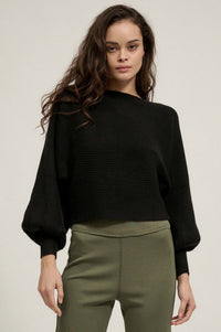 Fine Lines Cropped Rib-Knit Boatneck Sweater - ShopPromesa