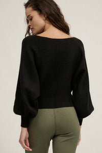 Fine Lines Cropped Rib-Knit Boatneck Sweater - ShopPromesa