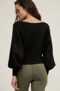 Fine Lines Cropped Rib-Knit Boatneck Sweater - ShopPromesa