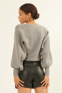 Fine Lines Cropped Rib-Knit Boatneck Sweater - ShopPromesa