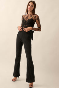 Serene Dreams Tie-Waist Rib-Knit Sweater Pants - ShopPromesa