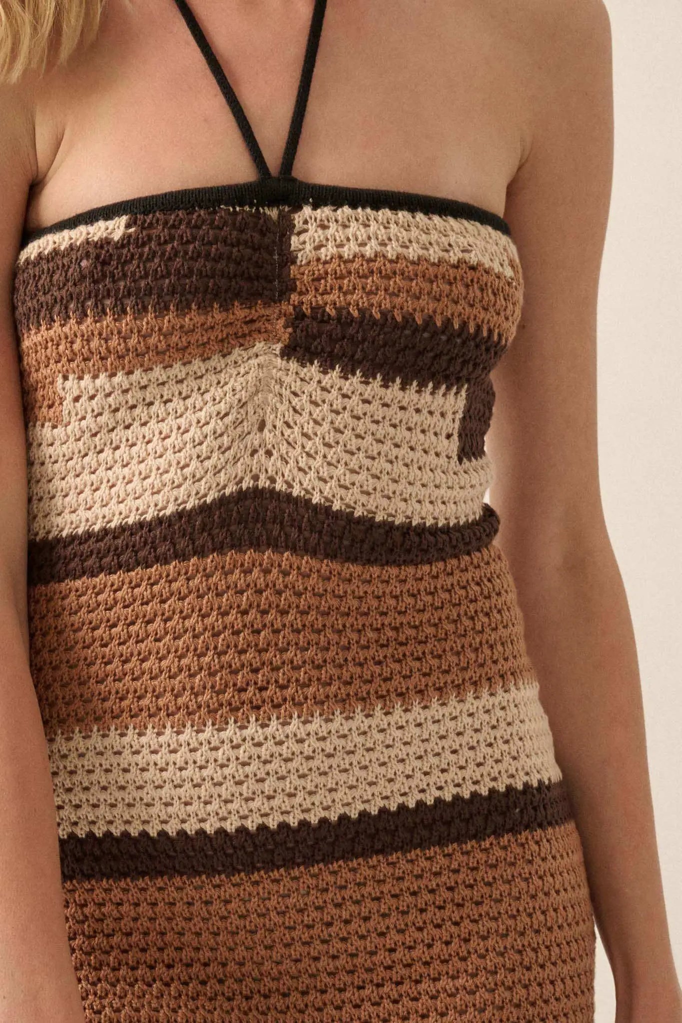 Desert Days Striped Crochet Halter Tube Dress Desert Days Striped Crochet Halter Tube Dress