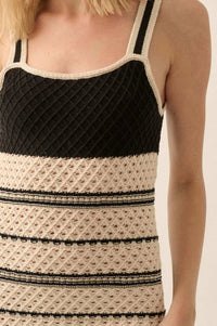 Cali Breeze Striped Crochet Knit Mini Dress - ShopPromesa