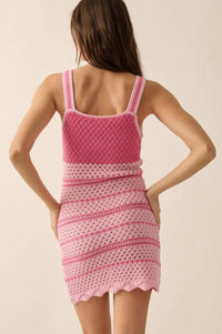 Cali Breeze Striped Crochet Knit Mini Dress - ShopPromesa