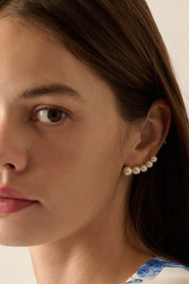 Del Rey Gradient Pearl Climber Earrings - ShopPromesa