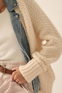 Take Two Denim and Cable Knit Cardigan Sweater - ShopPromesa