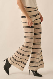 Cali Vibes Striped Crochet Knit Sweater Pants