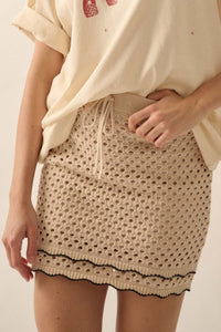 Crochet Away Pointelle Crochet-Knit Mini Skirt - ShopPromesa