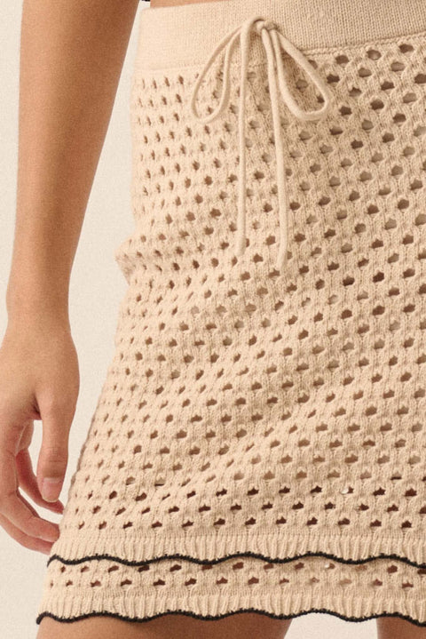Crochet Away Pointelle Crochet-Knit Mini Skirt - ShopPromesa
