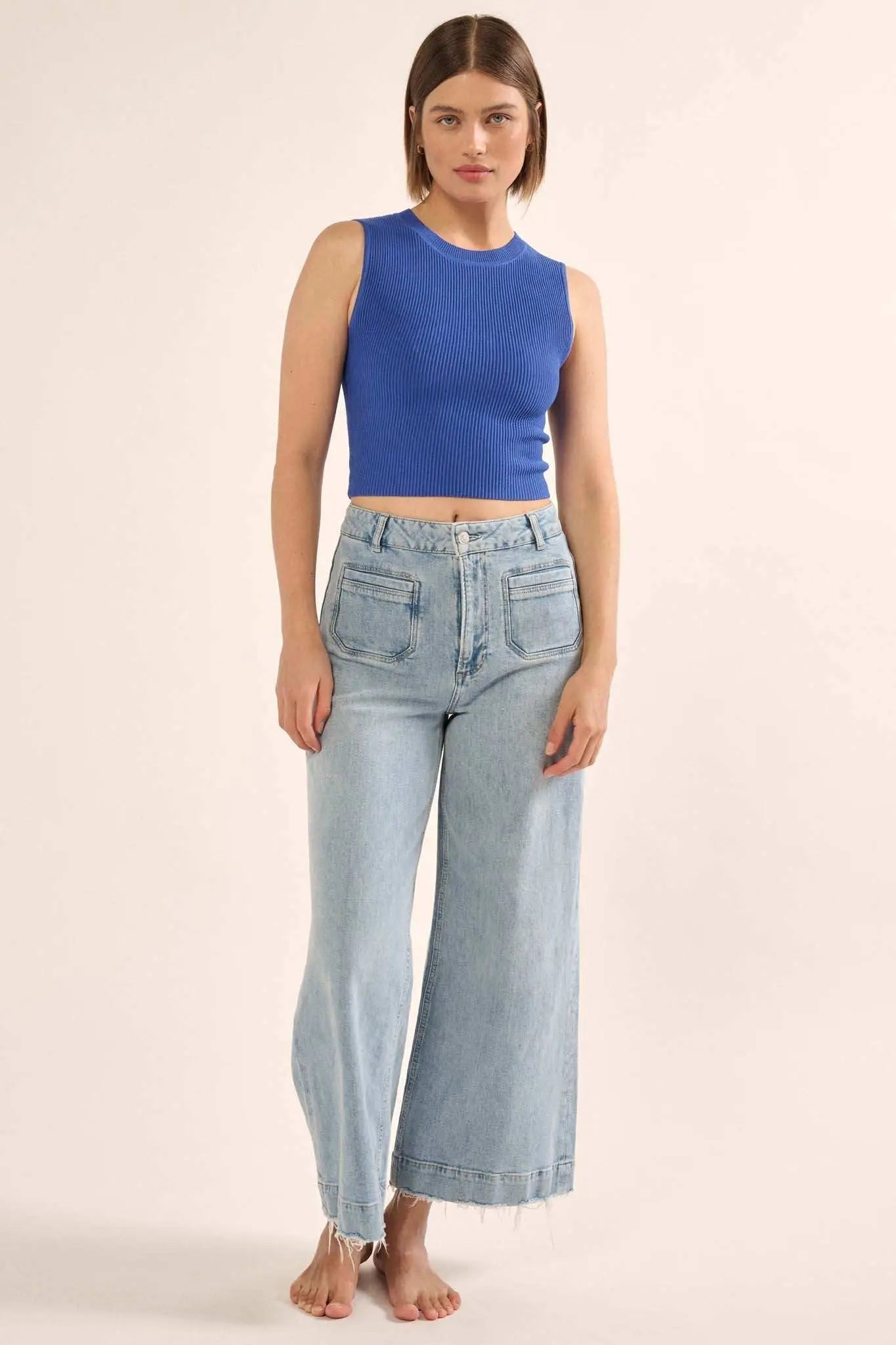 Shaper Fit Crewneck Rib-Knit Tank Top - ShopPromesa