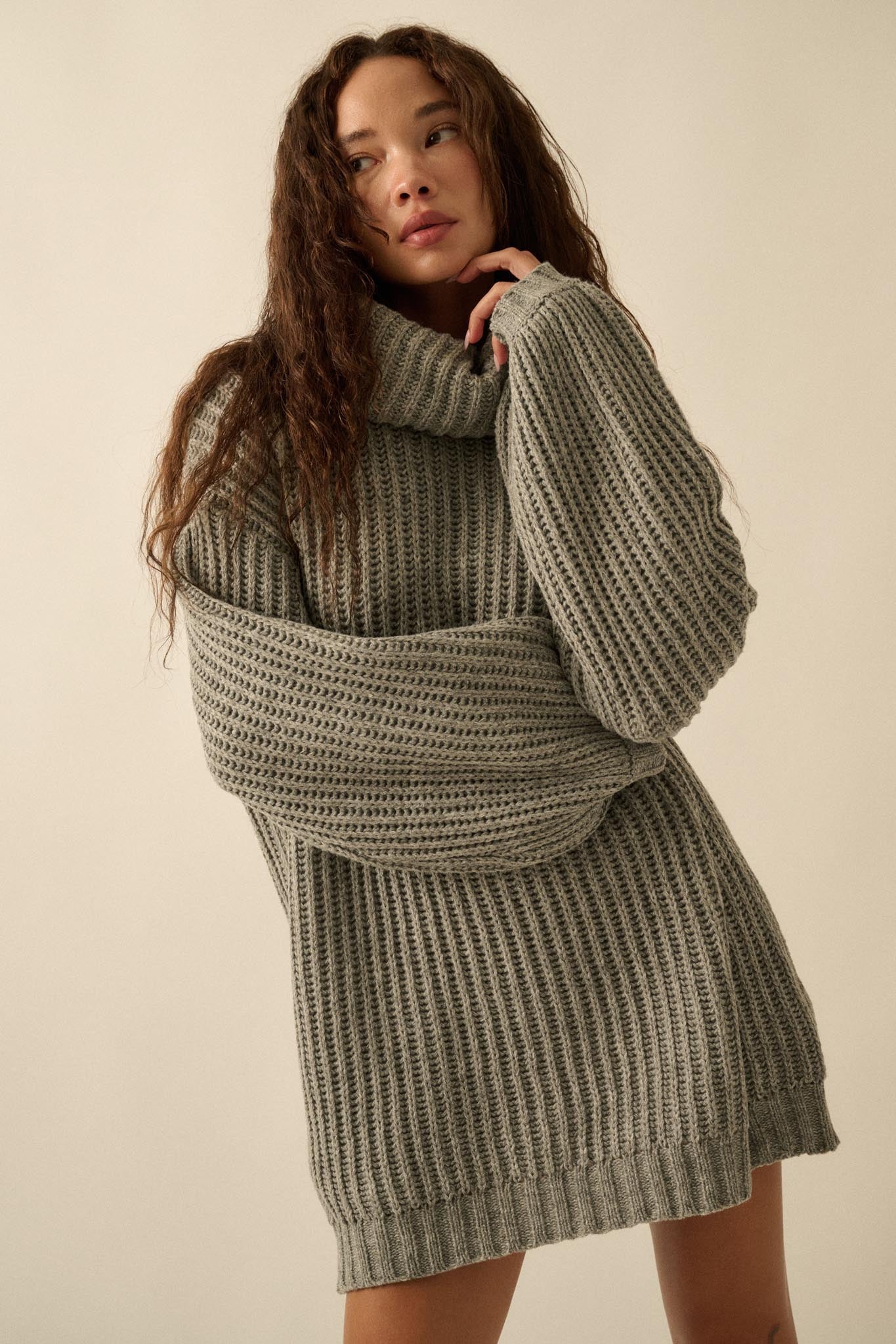 Cozy Up Chunky Knit Oversize Cowl-Neck Sweater