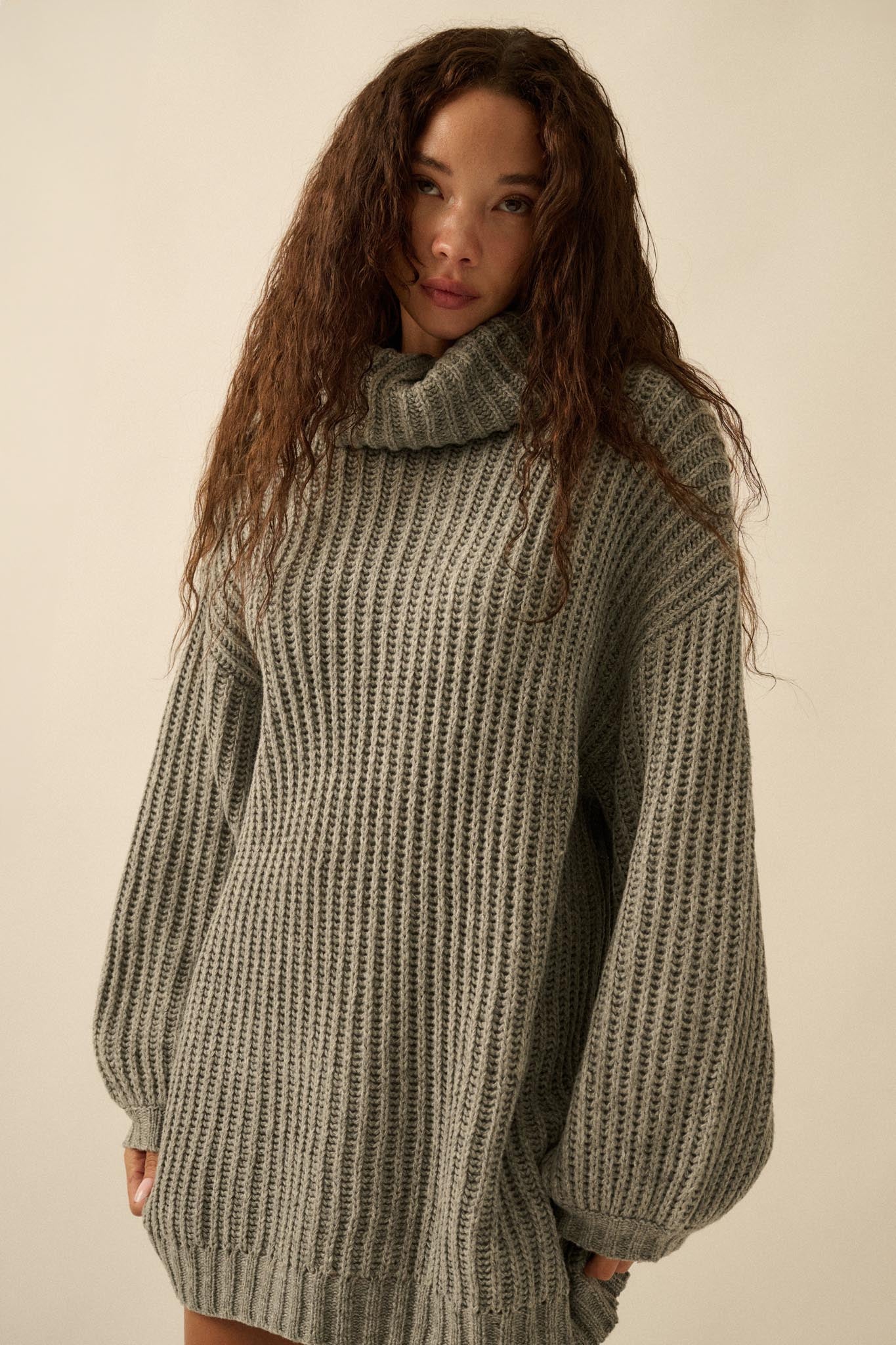 Cozy Up Chunky Knit Oversize Cowl-Neck Sweater