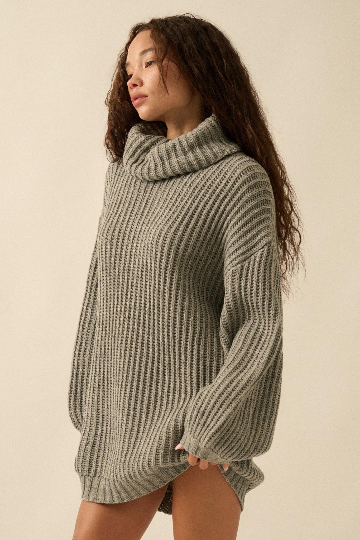 Cozy Up Chunky Knit Oversize Cowl-Neck Sweater